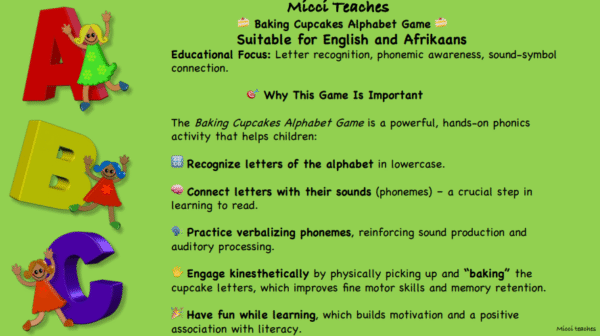 Baking Cupcakes-Alphabet Game-English and Afrikaans