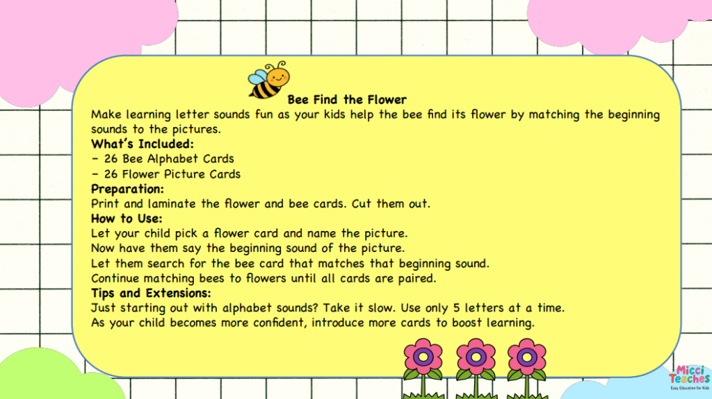 Bee find the Flower - Alphabet