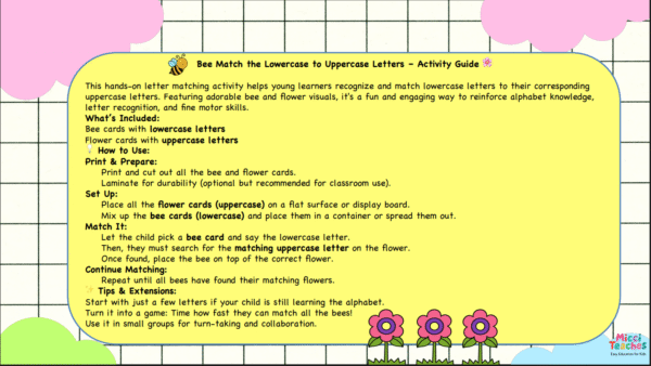 Bee match Uppercase letters to Lowercase Letters