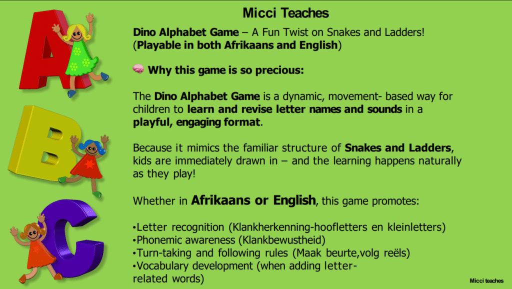 Dino Alphabet Game-English and Afrikaans