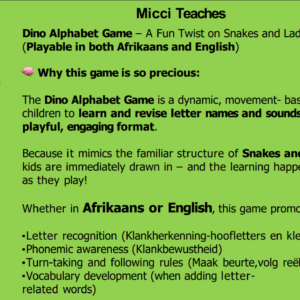 Dino Alphabet Game-English and Afrikaans