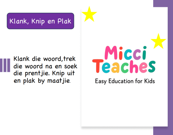 Klank,Knip en Plak-Drie letter woorde