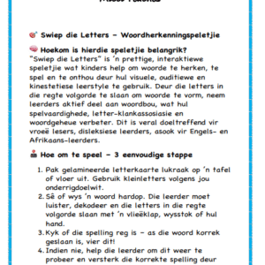 Swiep die Letters-eeu Klank