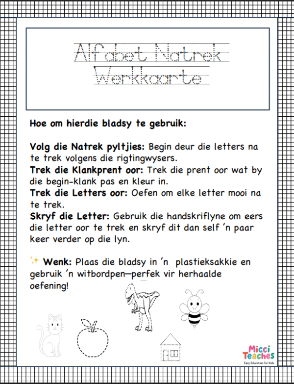 Alfabet Natrek Werkkaarte