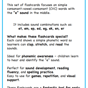 CVC Sounds - e Sound Flashcards