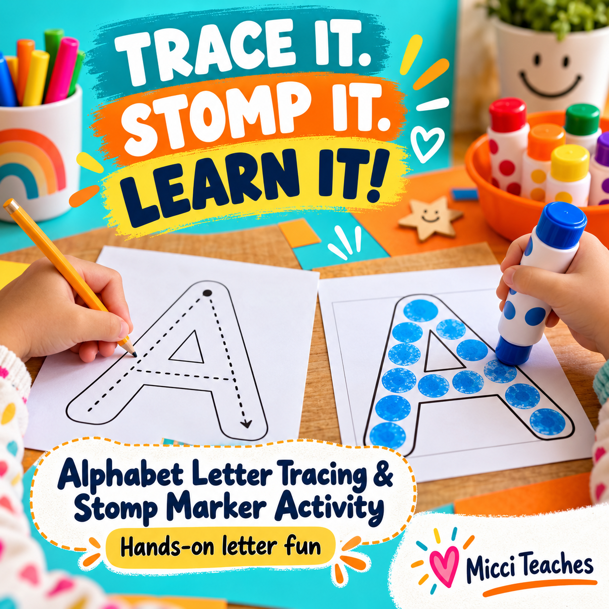 Letter Tracing and Stomp Marker Activity - Alphabet