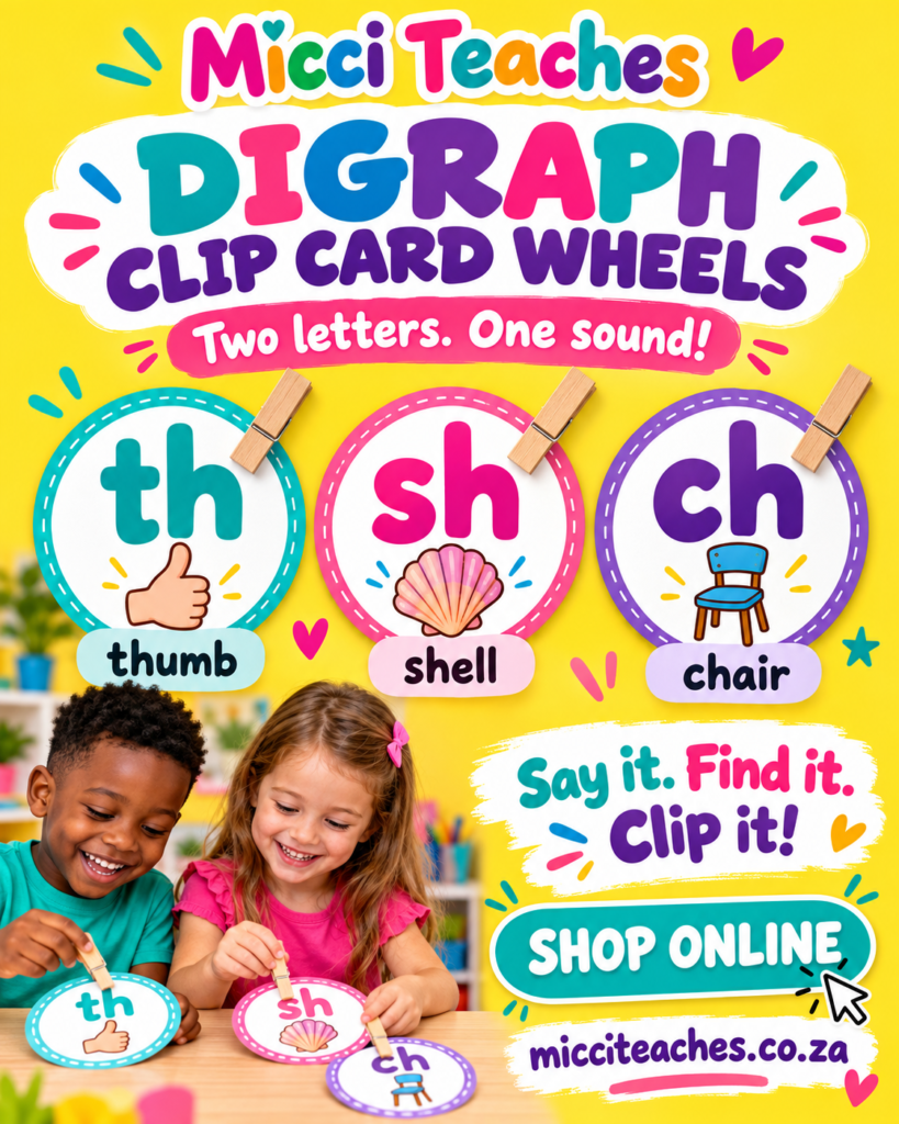 Digraph Clip Card Wheels - th, sh,ch