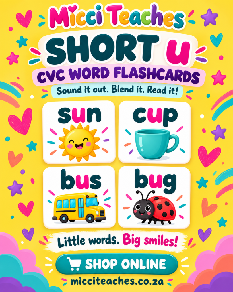CVC Words - u Sound Flashcards