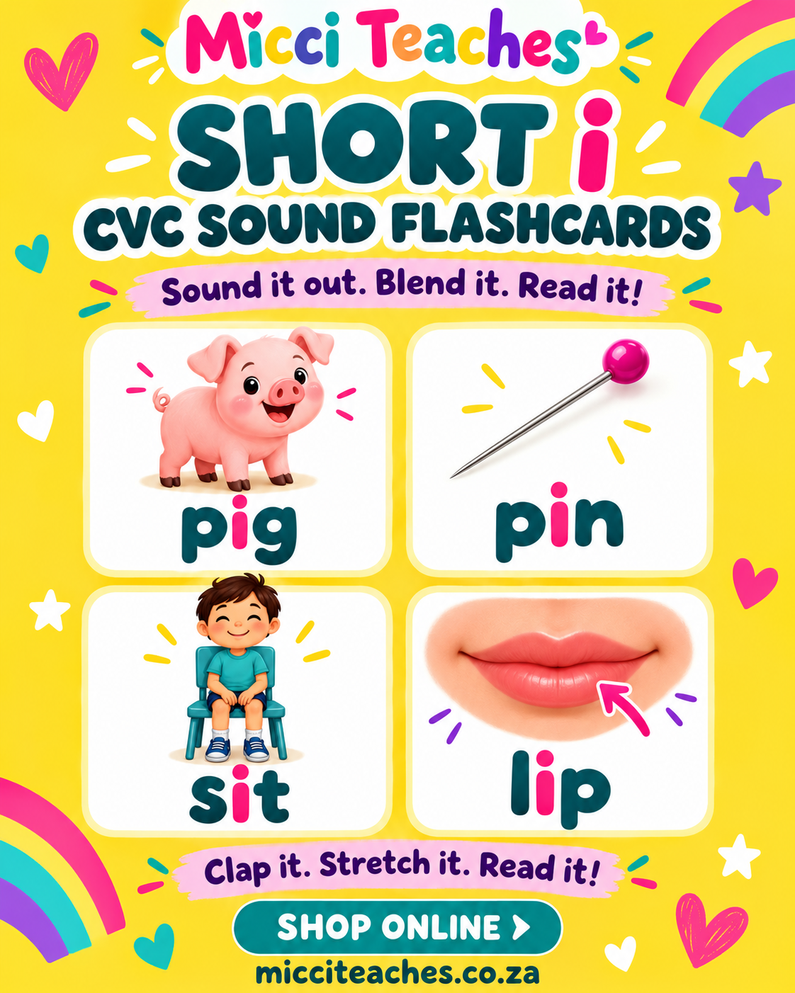 CVC Sounds - i Words Flashcards