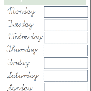 Cursive Writing-Days of the Week