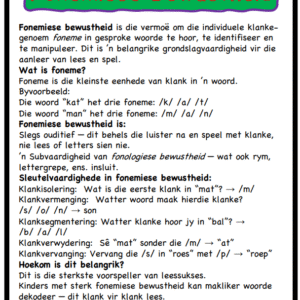 Fonemiese Bewustheid-Segmentering en Vervanging