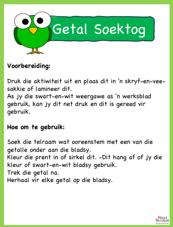 Getal Soektog- Telrame