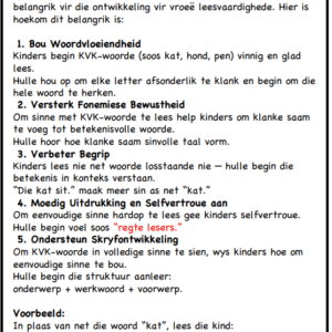 KVK Leesvlotheid Sinne - dit, is, 'n - Kort A