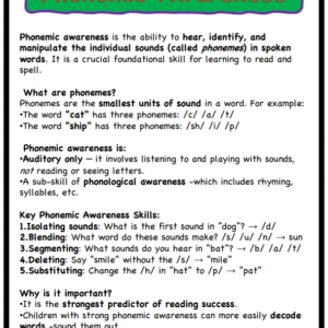 Phonemic Awareness-Segmenting,Matching and Substitution