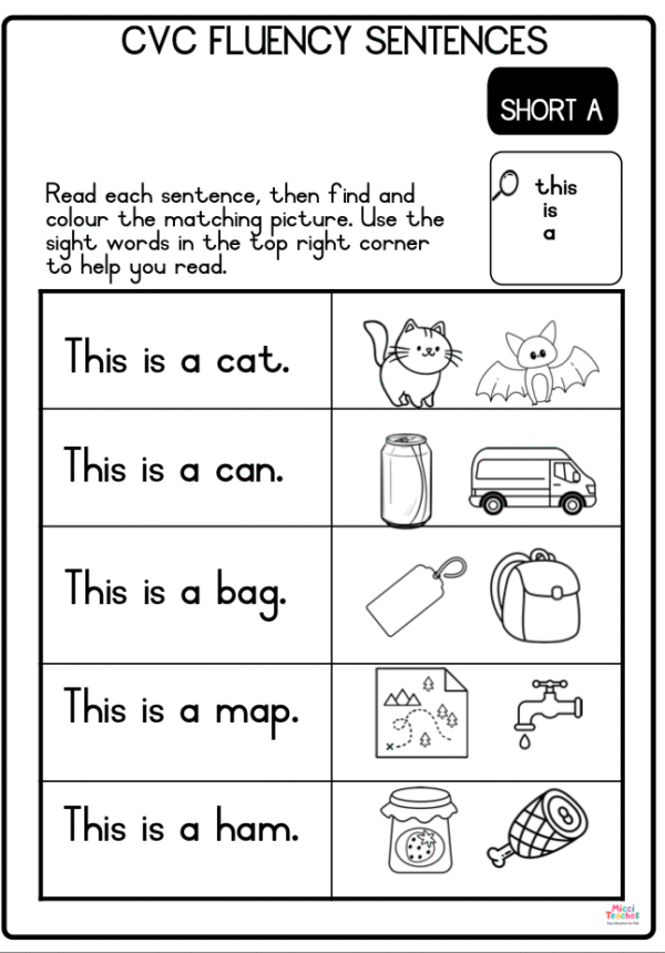 CVC Fluency Sentences - the,is,a - Short A - Image 2