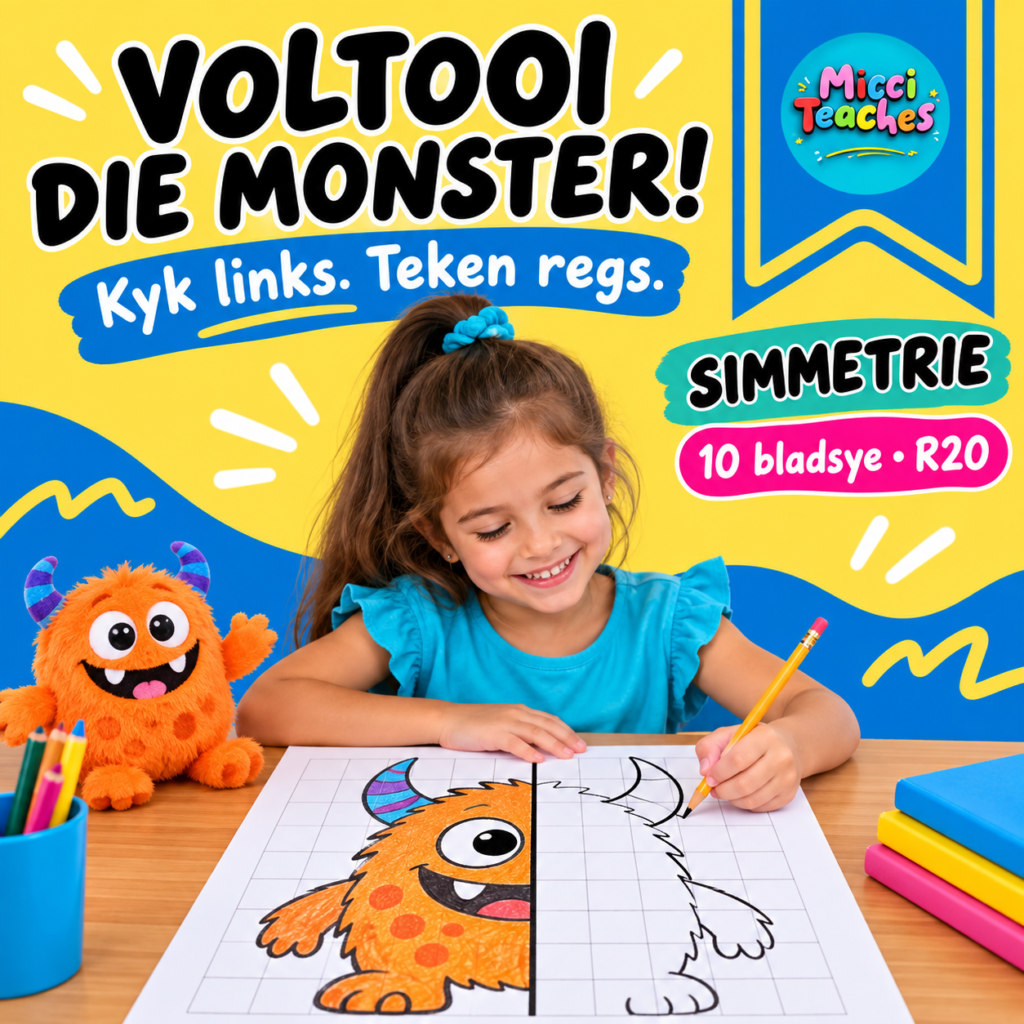 Simmetrie - Voltooi die Prent - Vriendelike Monster