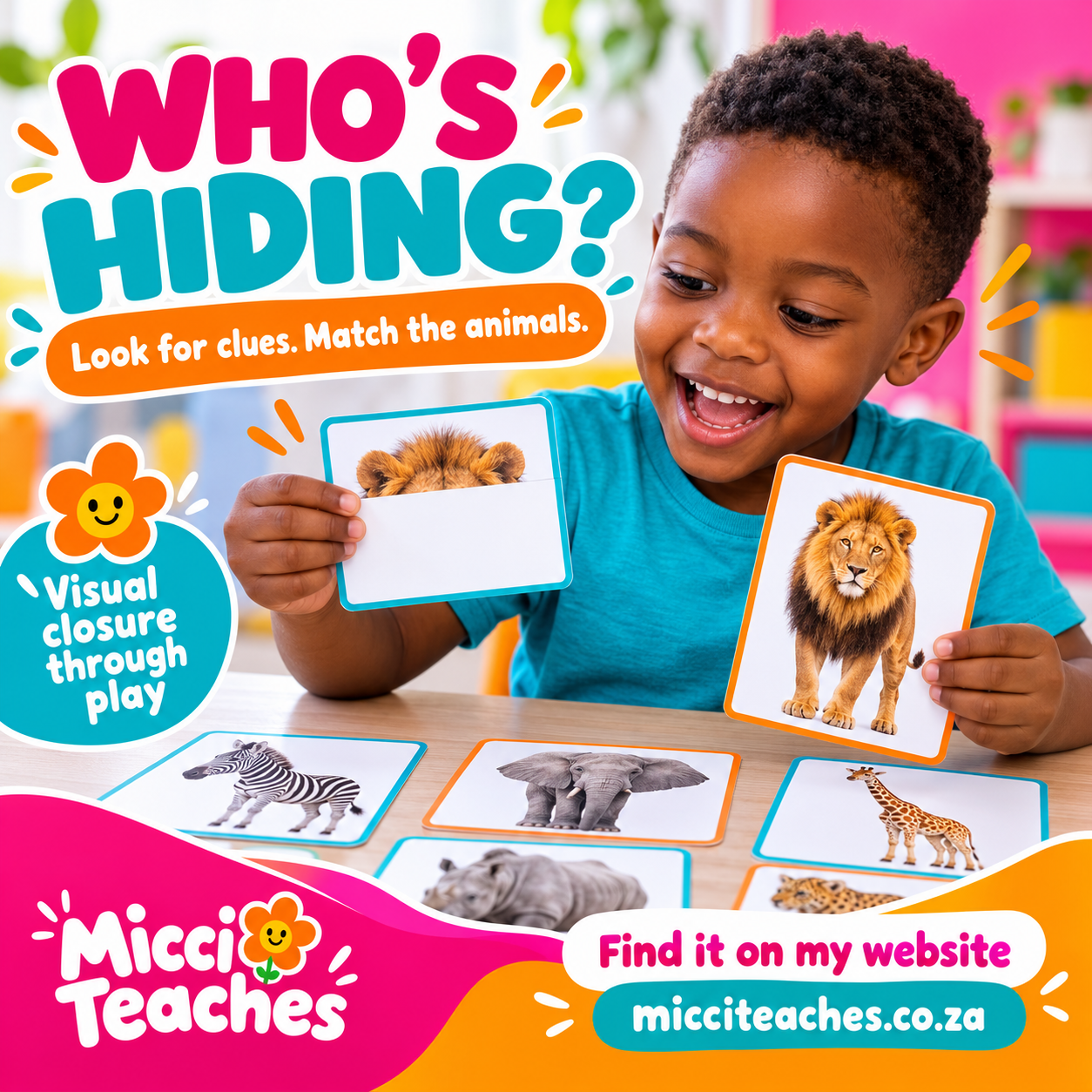 Match the Partially Covered Animals to their Friends - Visual Closure