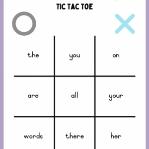 Sight Word Tic Tac Toe