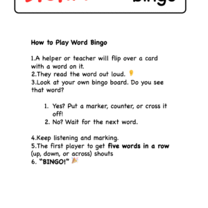 Digraphs Bingo