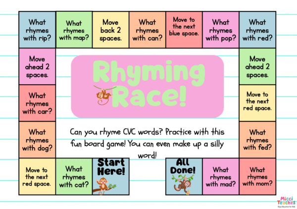 Rhyming Race CVC words