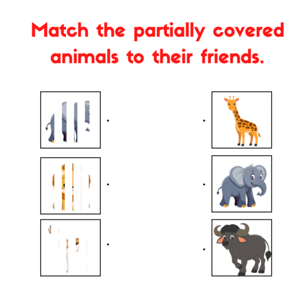Match the Partially Covered Animals to their Friends - Visual Closure - Image 2