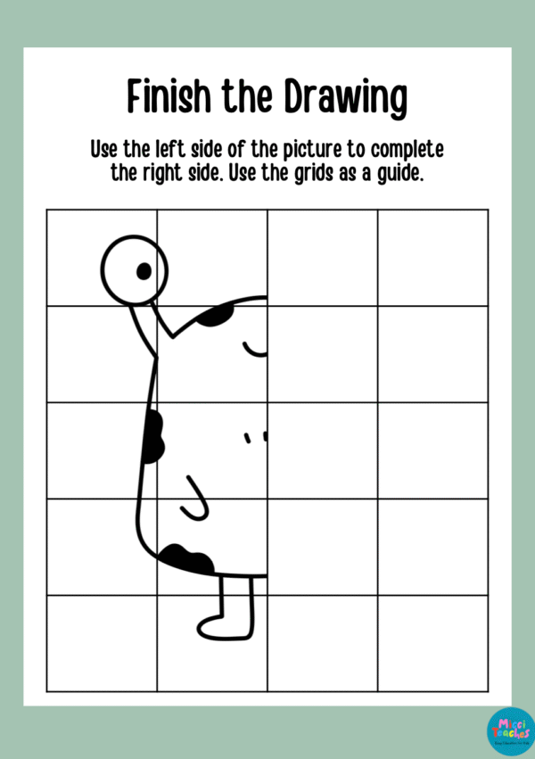 Symmetry- Finish the Drawing - Friendly Monster - Image 3