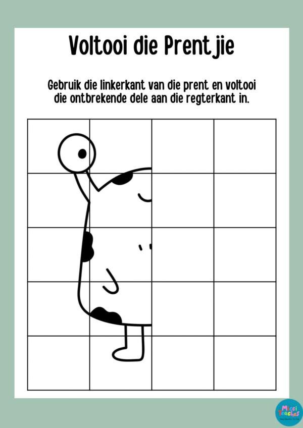 Simmetrie - Voltooi die Prent - Vriendelike Monster - Image 3