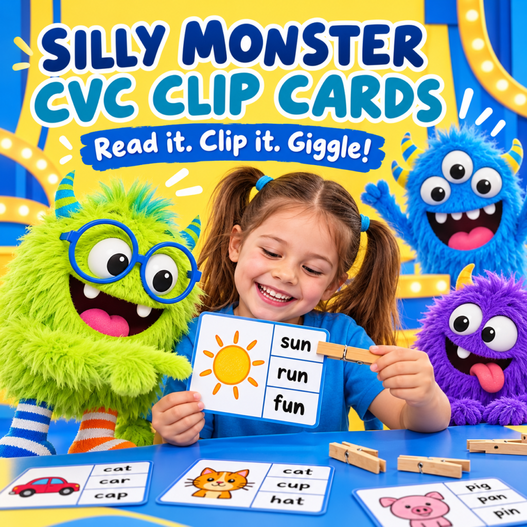 Silly Monsters - CVC Clip Cards