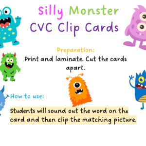 Sillu Monsters - CVC Clip Cards