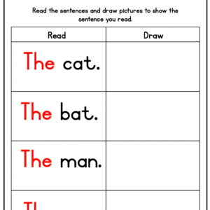 Read and Draw - Sentences With the word "The"