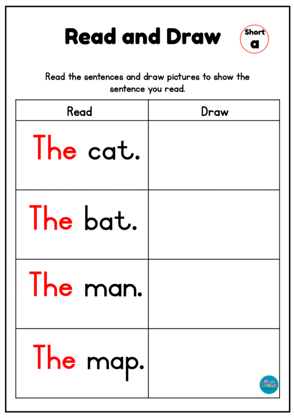 Read and Draw - Sentences With the word "The"