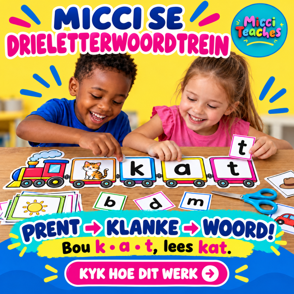 Micci's CVC Word Train - MICCI se 3letterwoord Trein