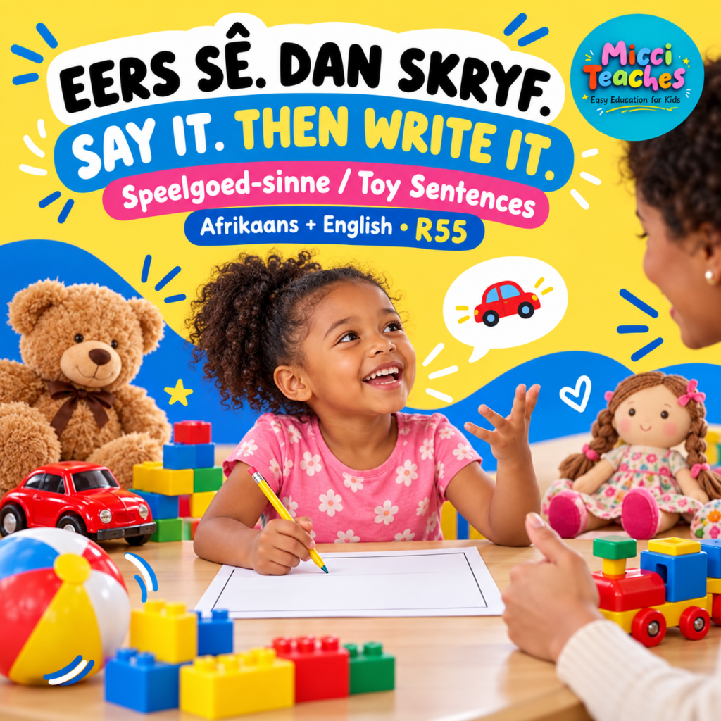 Kom on skryf 'n sin oor Speelgoed/ Let's write about the Toy